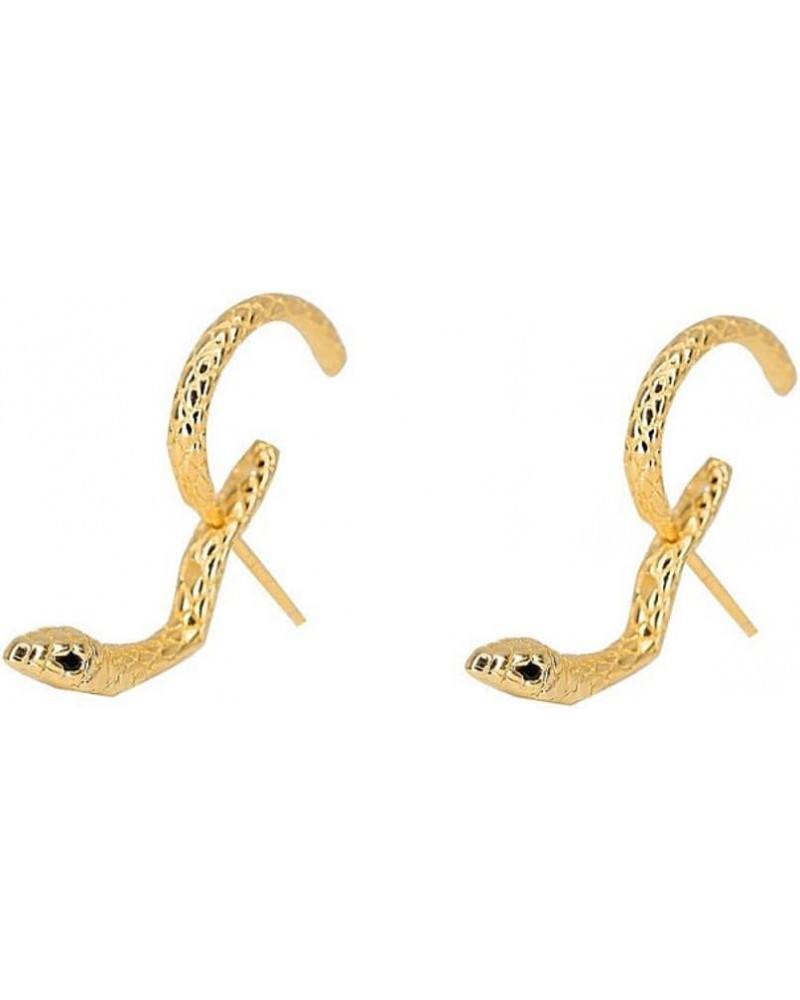 Snake Earrings Silver Gold Snake Dangle Earrings Animal Front Back Stud Punk Snake Earrings for Women Girls Gold $5.50 Earrings