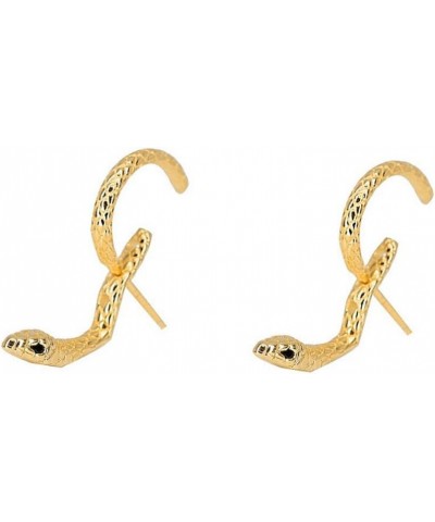 Snake Earrings Silver Gold Snake Dangle Earrings Animal Front Back Stud Punk Snake Earrings for Women Girls Gold $5.50 Earrings