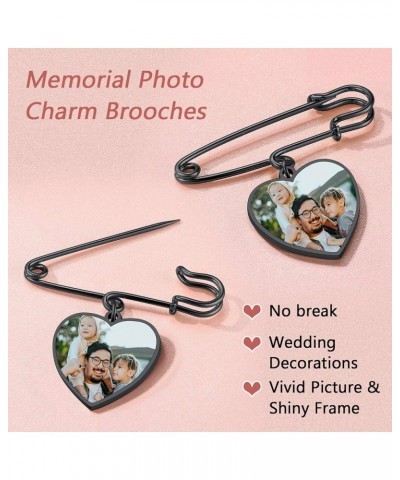 Personalized 1/2/3/4 Wedding Boutonniere Photo Charms Bouquet Pins Stainless Steel/18K Gold Plated Memorial Customized Heart/...