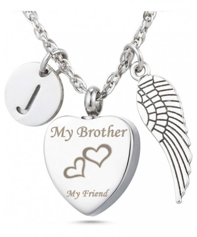 Cremation Urn Necklace My Brother My Friend Feather Charm 26 Initial Letter Alphabet Memorial Keepsake Pendant Ashes Jewelry ...