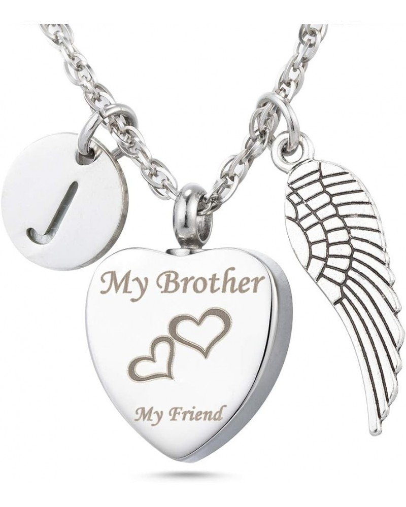 Cremation Urn Necklace My Brother My Friend Feather Charm 26 Initial Letter Alphabet Memorial Keepsake Pendant Ashes Jewelry ...