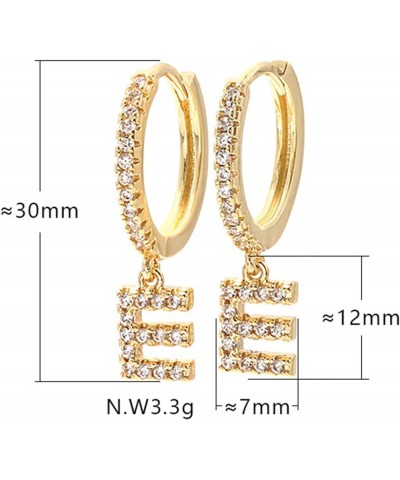 Initial Dangle Hoop Earrings Gold Plated Cubic Zirconia Alphabet Drop Earrings Dainty Hinged Huggie Earrings 26 Letters A To ...